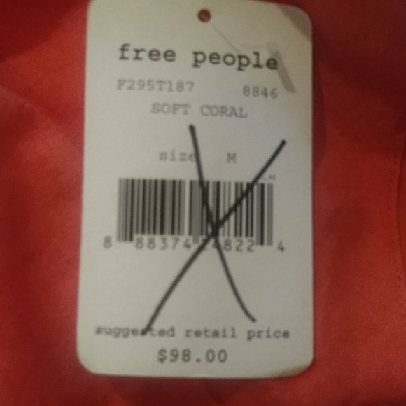 NWT FREE PEOPLE LINEN BLEND TOP SZ M SALMON COLOR - Picture 7 of 7